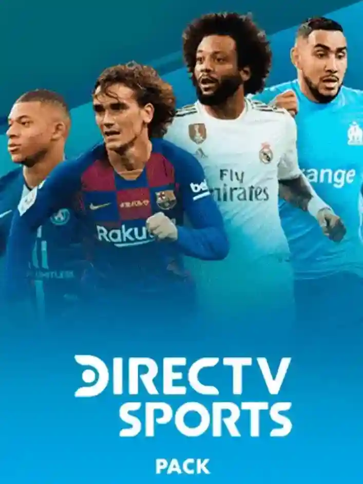 Directv Sports Pack displayed on various devices: PS4, Xbox One, PC, and mobile, showcasing gaming and sports entertainment.