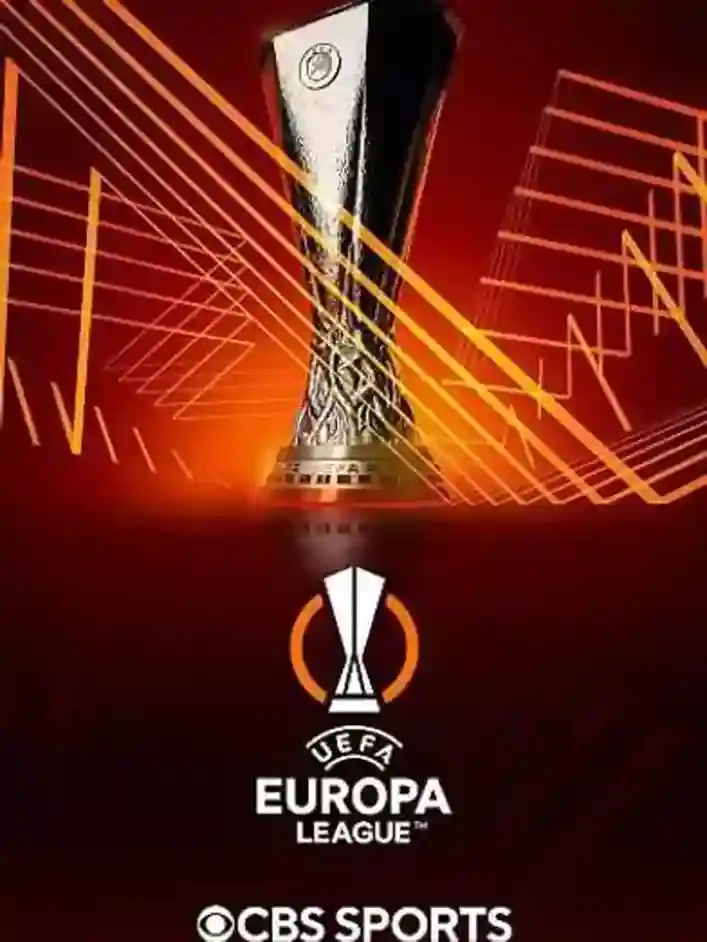 The Europa League trophy gleams proudly on display in the background, showcasing its iconic design and prestige.