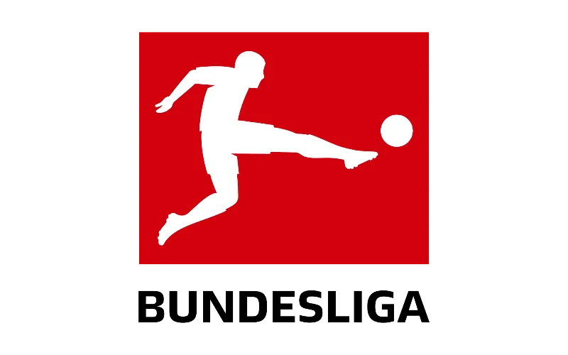 Bundesliga official football league logo with player silhouette.
